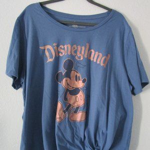 Disneyland Parks Mickey Shirt Blue Gold Rose letters Size 2X Woman